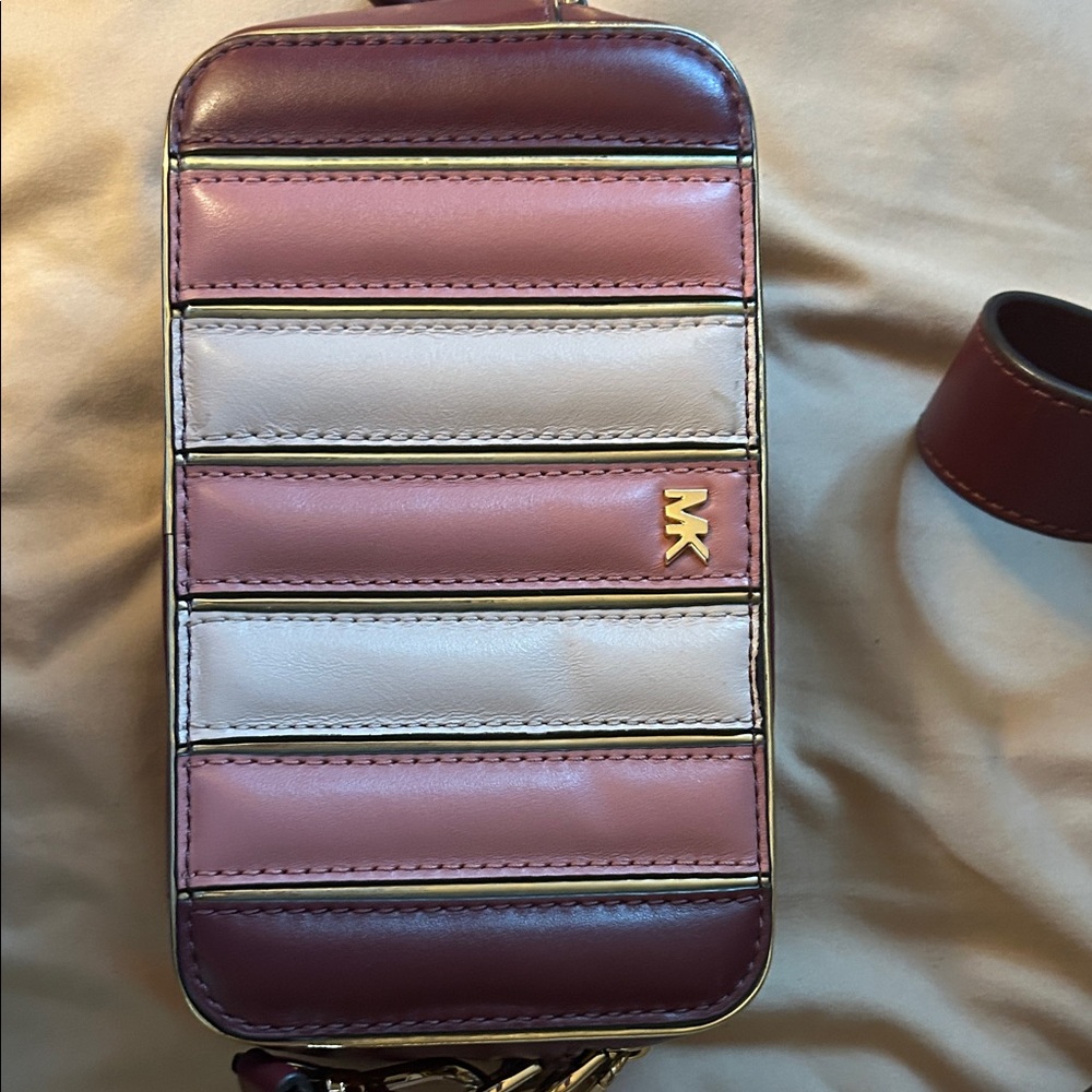 KORS Michael Kors Burgundy and Cream Belt Bag